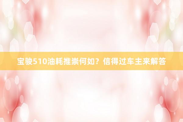 宝骏510油耗推崇何如？信得过车主来解答